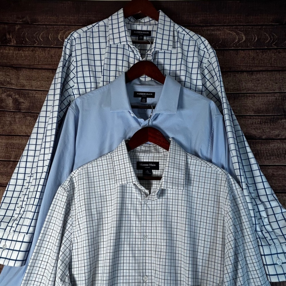 Mizzen+Main Leeward Performance Dress Shirt Bundle 3PK XL Classic Blue White